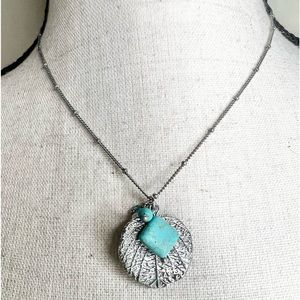Lia Sophia Necklace Silver & Green